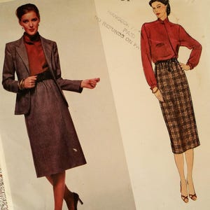Vintage Sewing Pattern #2283 Vogue, 1980&#39;s Fashion, Misses Jacket with Shoulder Pads, Skirt and Blouse, Size 14, Never Used