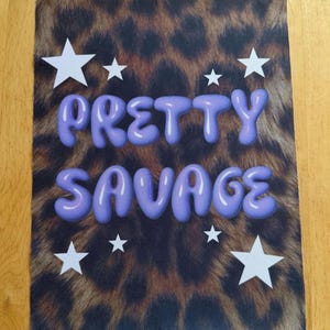 Pretty Savage Sew-On Fabric Patch, Leopard Print Stars A3 Panel