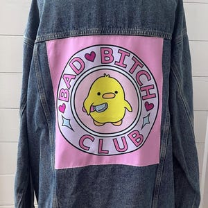 Custom Denim Jacket: Funny Duck Illustration, Oversized Jeans Jacket
