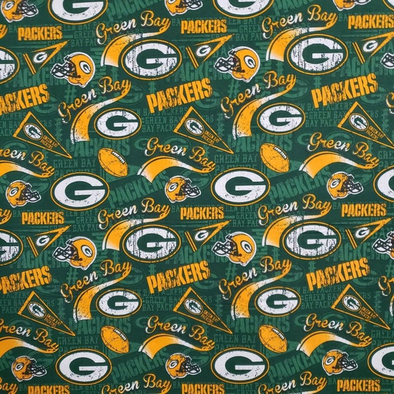 NFL Green Bay Packers logo cotton fabric 1/2 yard 18 x 44 good Etsy