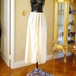 Vintage Honeysuckle Glansig Satin Nylon & Spets Halv Underkjol, Storlek 14-16, WX, Lång (Opera/Formell) (310)