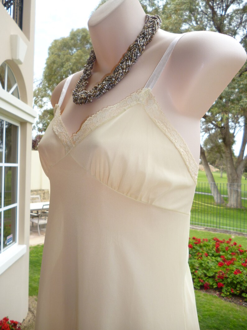 Vintage 1950s Lemon Silky Sheer Nylon and Full Slip in Soft Silky Nylon Petticoat Size M 071