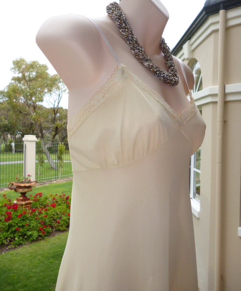 Vintage 1950s Lemon Silky Sheer Nylon and Full Slip in Soft Silky Nylon Petticoat Size M 071