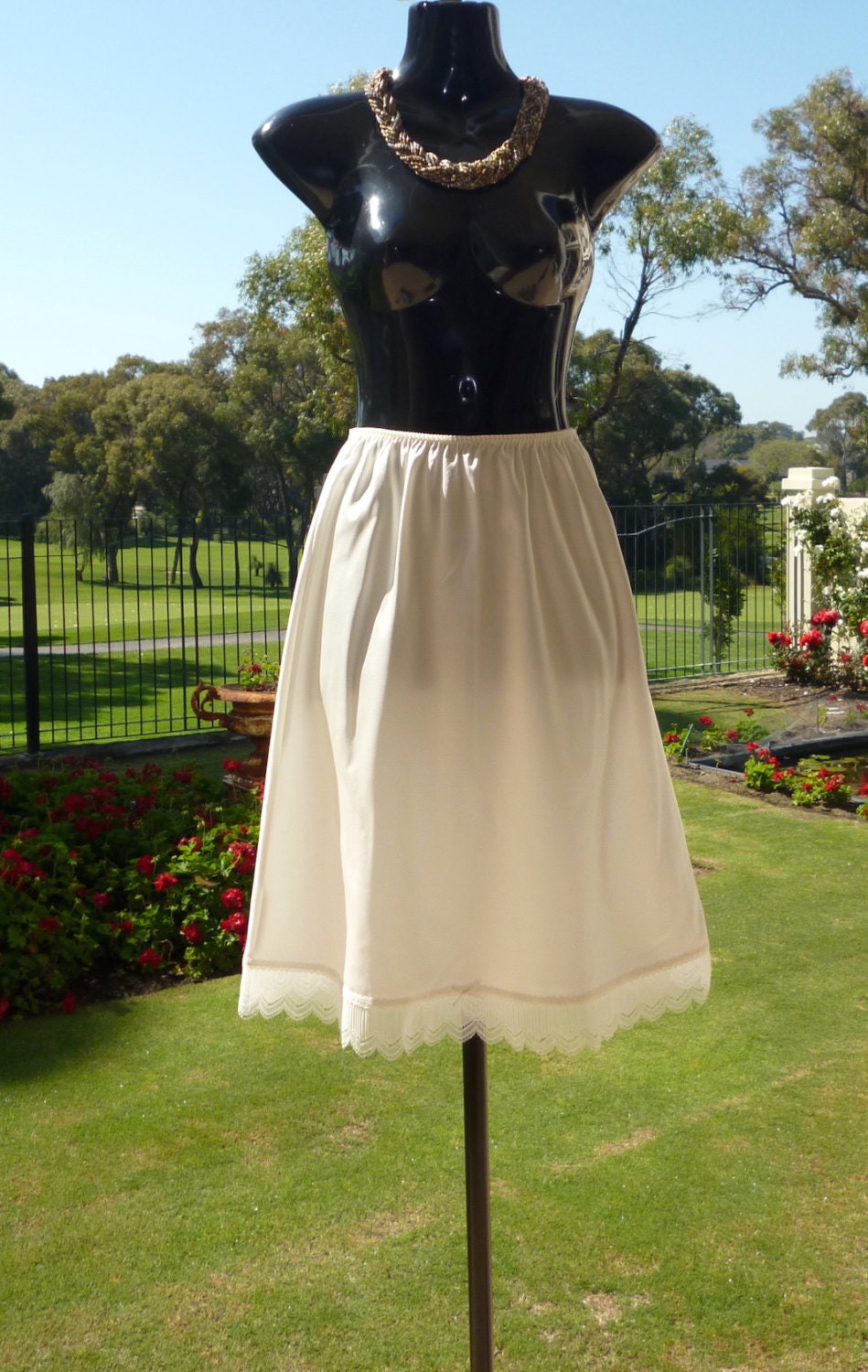 Vtg Ivory Glossy Satin Poly & Lace Half Slip Petticoat Size S Etsy