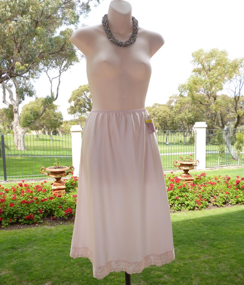Vintage Pink Glossy Satin Poly & Lace Half Slip Petticoat Etsy