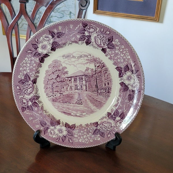 Vintage Purple Transferware Plate Turkey Run State Park "The Inn" Indiana Souvenir Plate Old English Staffordshire Ware by Adams