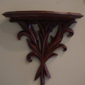 Vintage Wooden wall shelf wall Sconce  Mahogany Wall Sconce Bracket -1970s Mahogany Sconce Grand Millennial Old Money Aesthetic Style