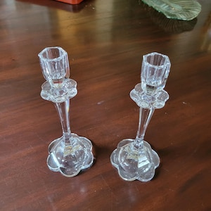 Vintage Nachtmann Crystal Petal Candle Holders Set of Two