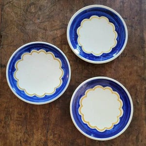 Vintage Quimper Bread Plates Cut Through Fish Maker&#39;s Mark Artist Renee Quillivic St. Corentin