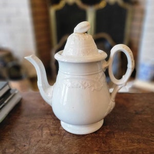 Antique Ironstone Coffee Pot Davenport English Ironstone Large Coffee Pot/ Teapot 1856
