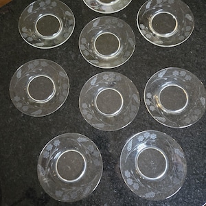 Vintage Etched Glass Bread Plates Clear Depression Glass
