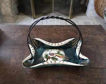 Vintage Mid Century Modern Peacock Trinket Dish Ashtray Candy Dish