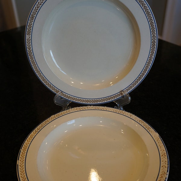 Antique 1750s Wedgwood Creamware Plates - Antique Wedgwood Plates - Lag and Wreath Pattern - Flute and Feather Pattern