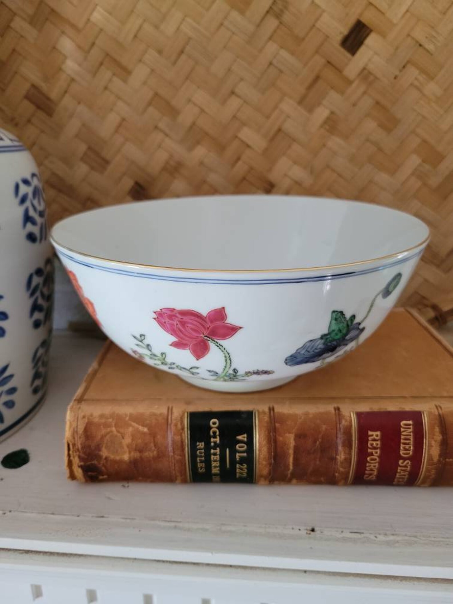 Vintage Chinoiserie Lotus Bowl With Koi Fish Decorative Bowl - Etsy