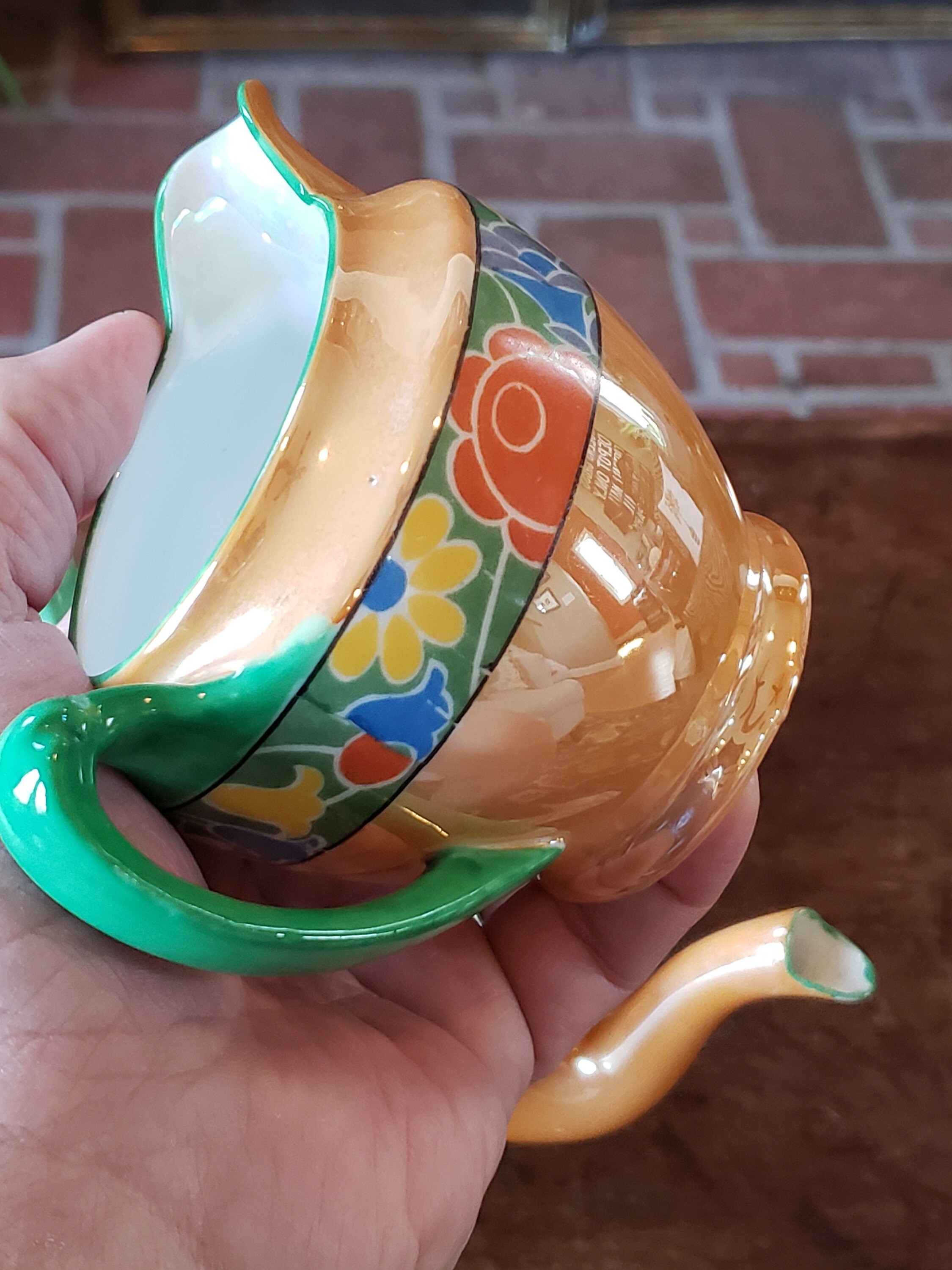 Vintage Noritake Orange Lustreware Tea Set - 1920s - 1930s