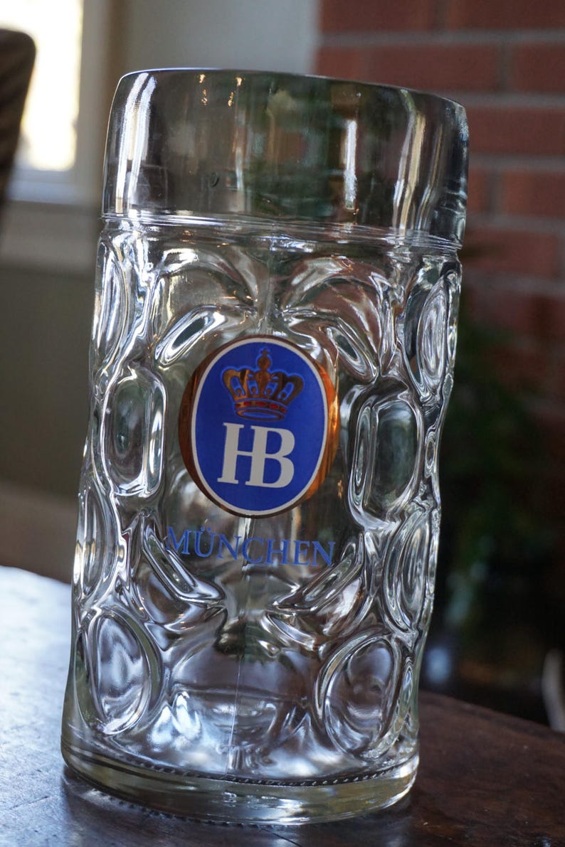 Vintage Hofbrauhaus 1 0 Liter Glass Mug Masskrug Mugs Etsy