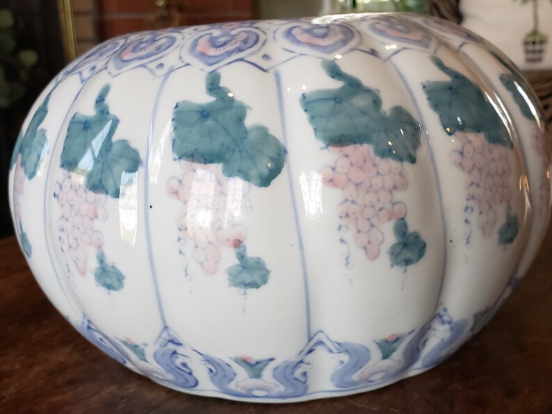 Vintage Chinoiserie Pumpkin Blue Pink Chinoiserie Pumpkin - Etsy