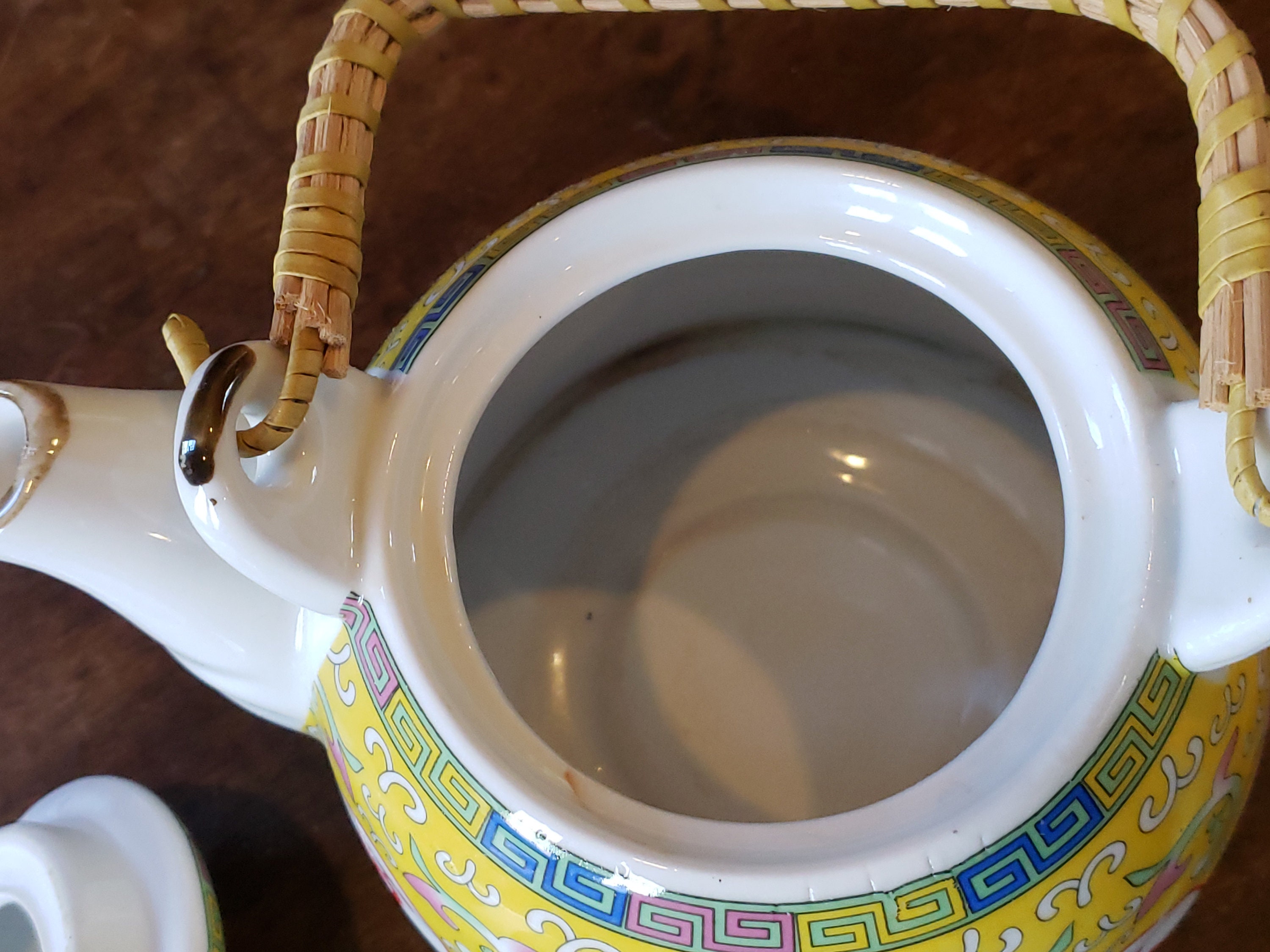 Vintage Yellow Chinoiserie Teapot - 1980s Chinoiserie Teapot