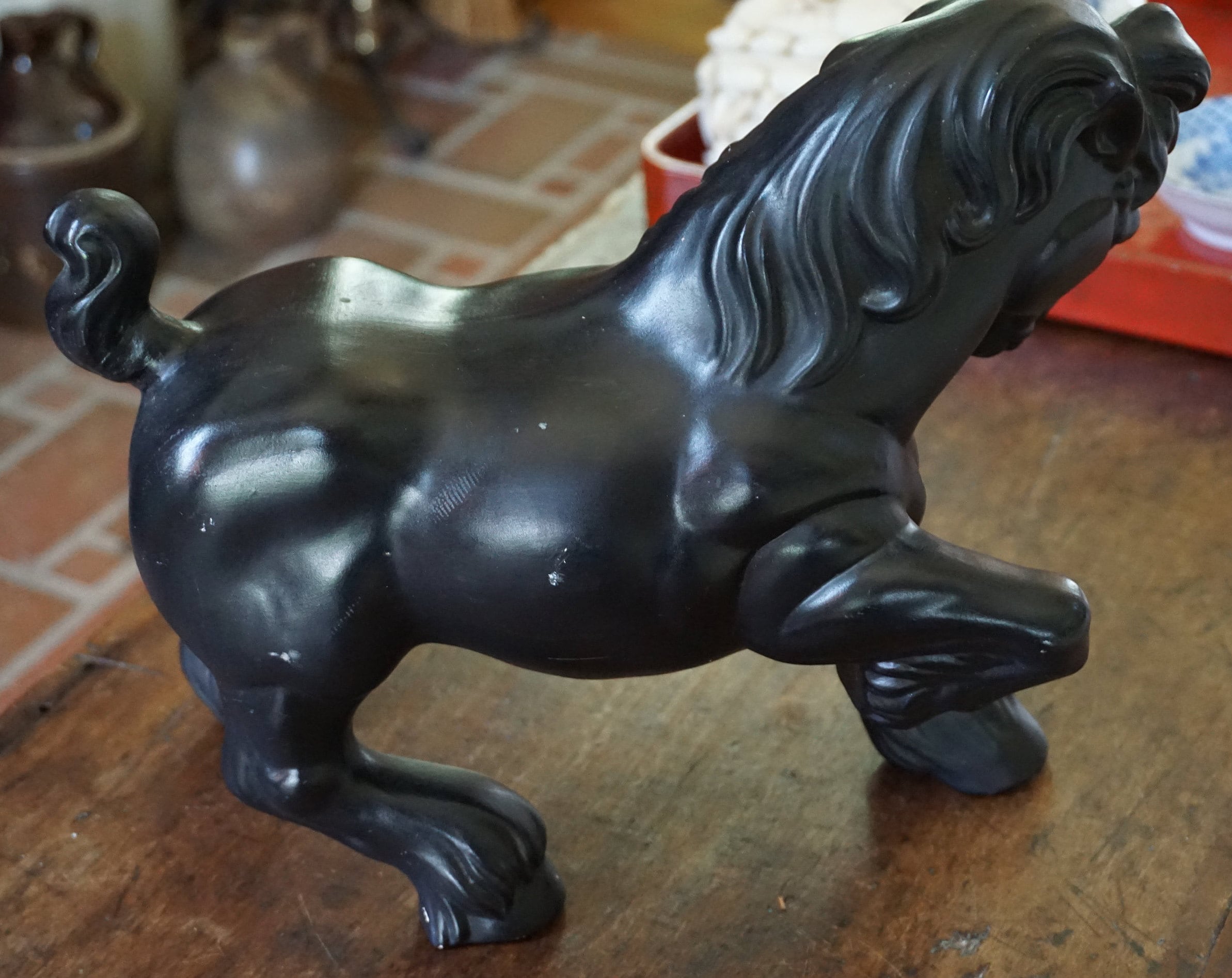 Vintage Black Horse Statue 1975 Ceramic Horse Figurine Etsy UK