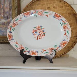 Vintage Japanese Platter Somenishiki Japanese Platter Imari Style Orange and Blue Asian Platter Chinoiserie platter