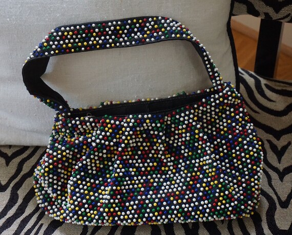 Vintage 1950s Candy Dot Beaded Purse - Multi-color