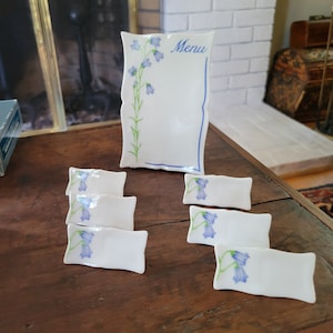 Vintage Porcelain Place Cards and Table Menu Lillian Vernon Porcelain reusable and sustainable 6 place cards