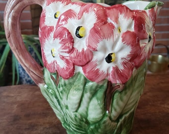 Vintage Bassano Floral Pitcher - 1960s Ceramics of Bassano Pitcher - made in Italy