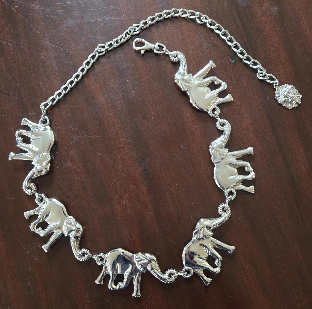 Vintage Anne Klein Silver Tone Elephant Belt ANNE KLEIN Vintage 1990 main image 2