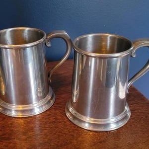 2 Vintage Stieff Pewter Tankards