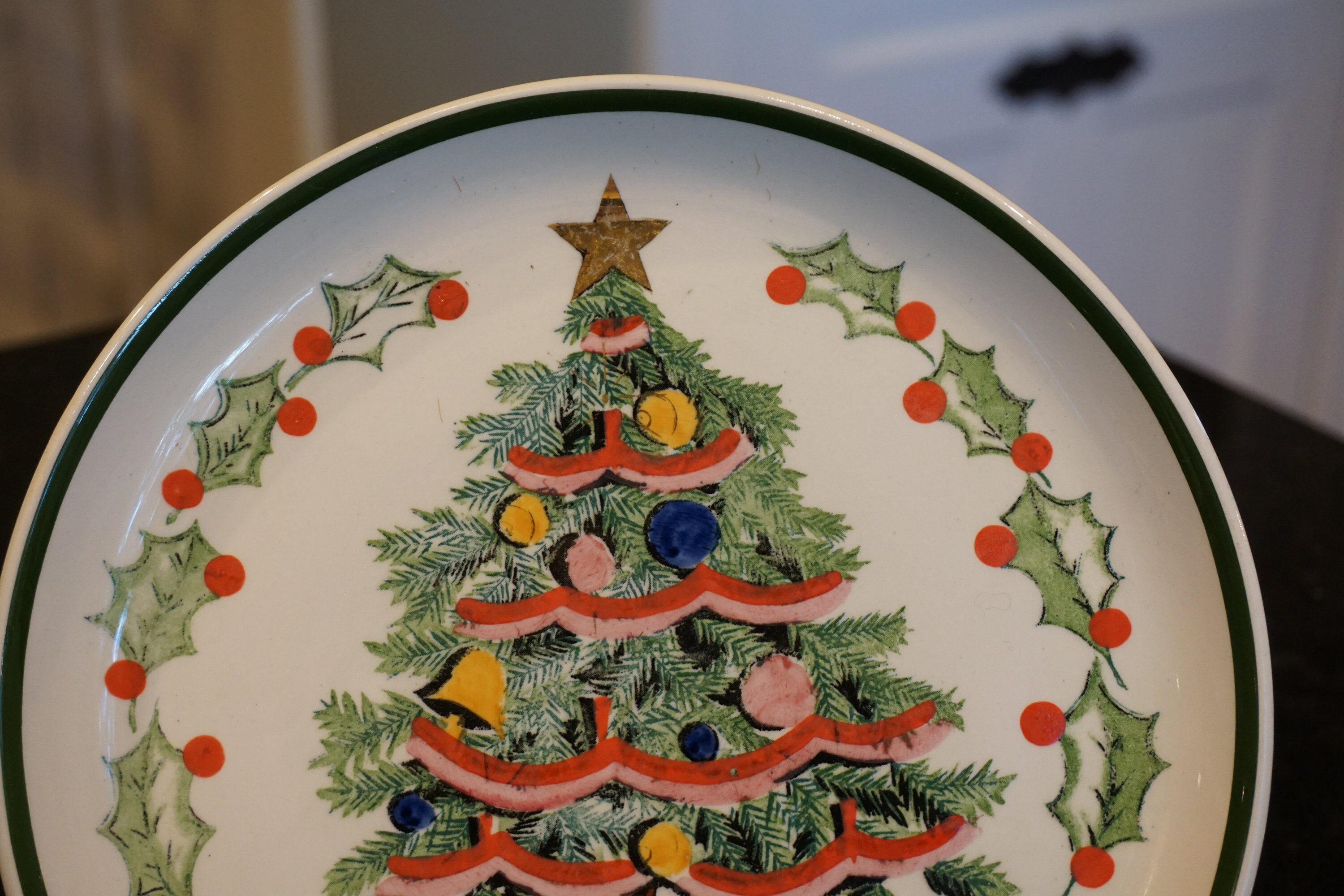 Vintage MCM Christmas Tree Plate - 1950s Lefton Christmas