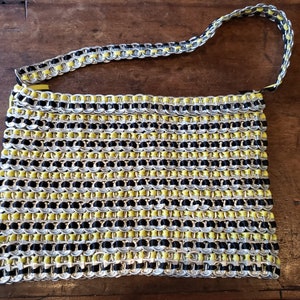 Vintage Drink Tab Purse - Yellow and Black Ribbon Drink Tab Purse handmade purse Hand crafted purse Upcycled purse