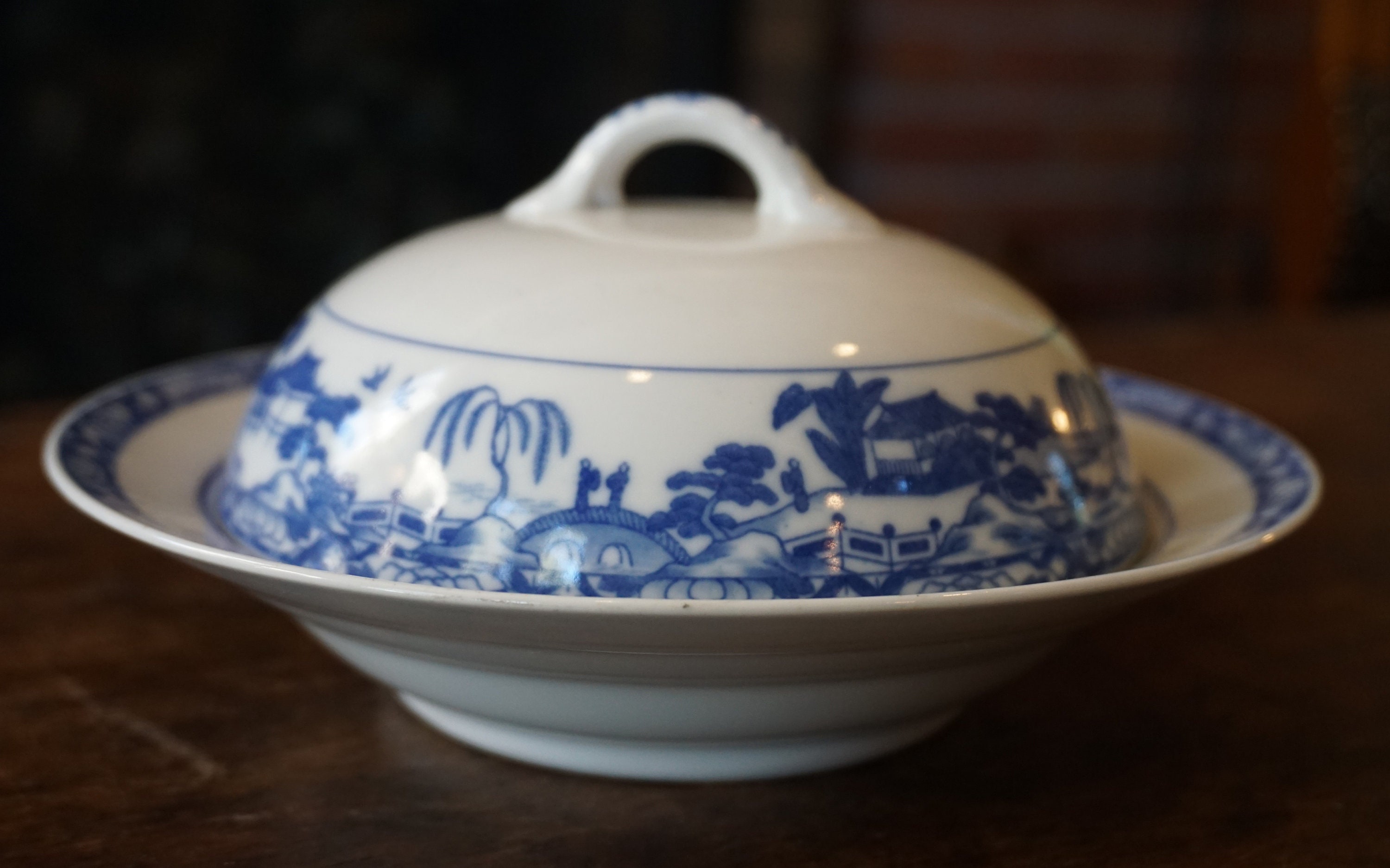 Antique Royal Sometuke Willow Butter Dome with Drain 1906 Etsy.de