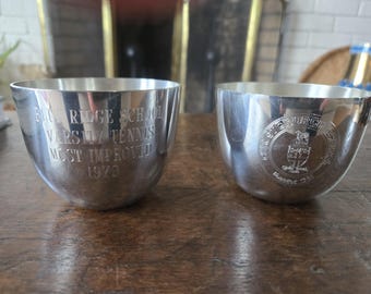 Vintage Engraved Pewter Jefferson Cups: Christchurch & Blue Ridge School