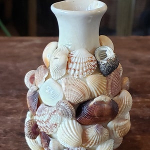 Vintage Shell Vase - 1950s Galveston Texas Shell Vase Souvenir