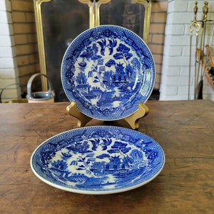 Vintage Blue Willow Saucers Plates  made in Japan Set of 2