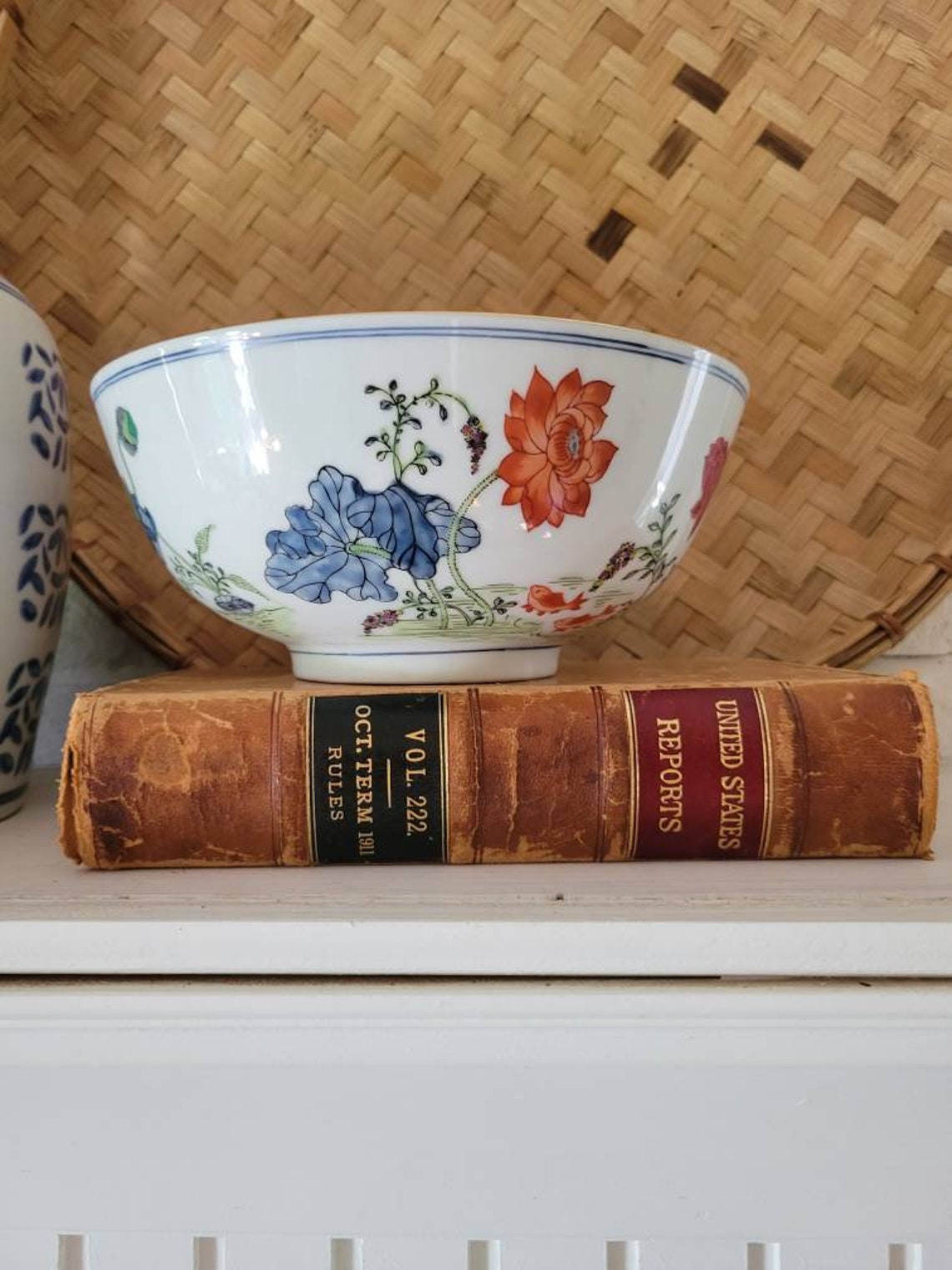 Vintage Chinoiserie Lotus Bowl With Koi Fish Decorative Bowl - Etsy