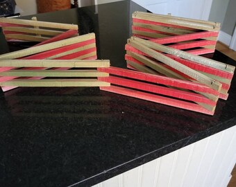 Vintage Wooden Christmas Village Fencing Hinged Under Christmas Tree Fence