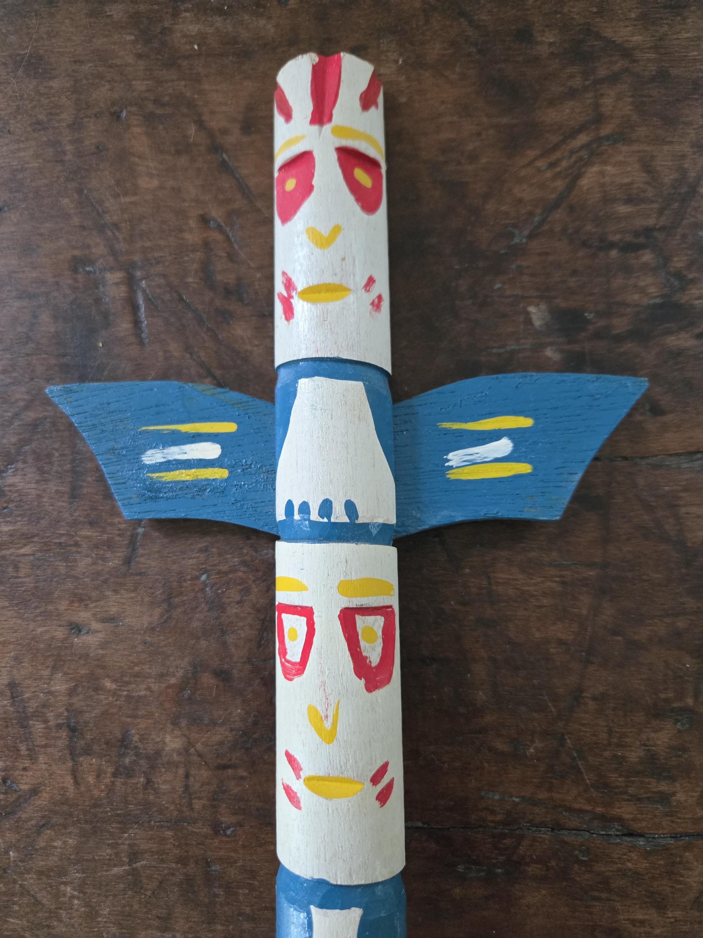 Vintage Cherokee Totem Souvenir From the 1960s Hand Carved Wood