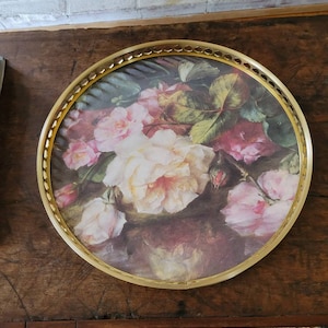 Vintage Rose Tray Orchard Galleried Melamine Serving Tray Made in England Castlecore Bridgerton style