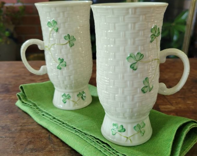Belleek Irish Coffee Mugs Irish Fine China Mugs Saint Patricks Etsy
