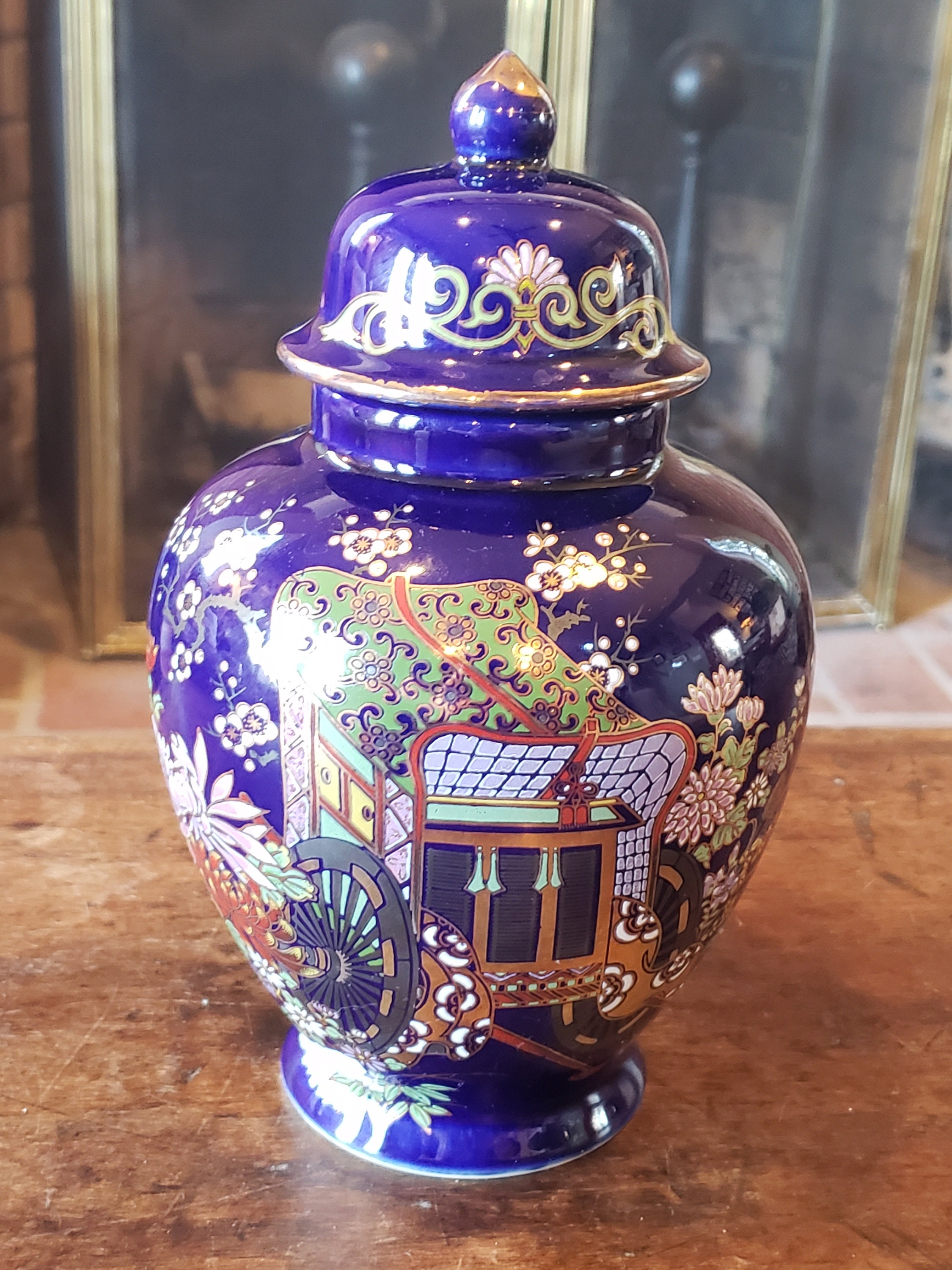 Vintage 1980s Cobalt Blue Japanese Temple Ginger Jar - Etsy