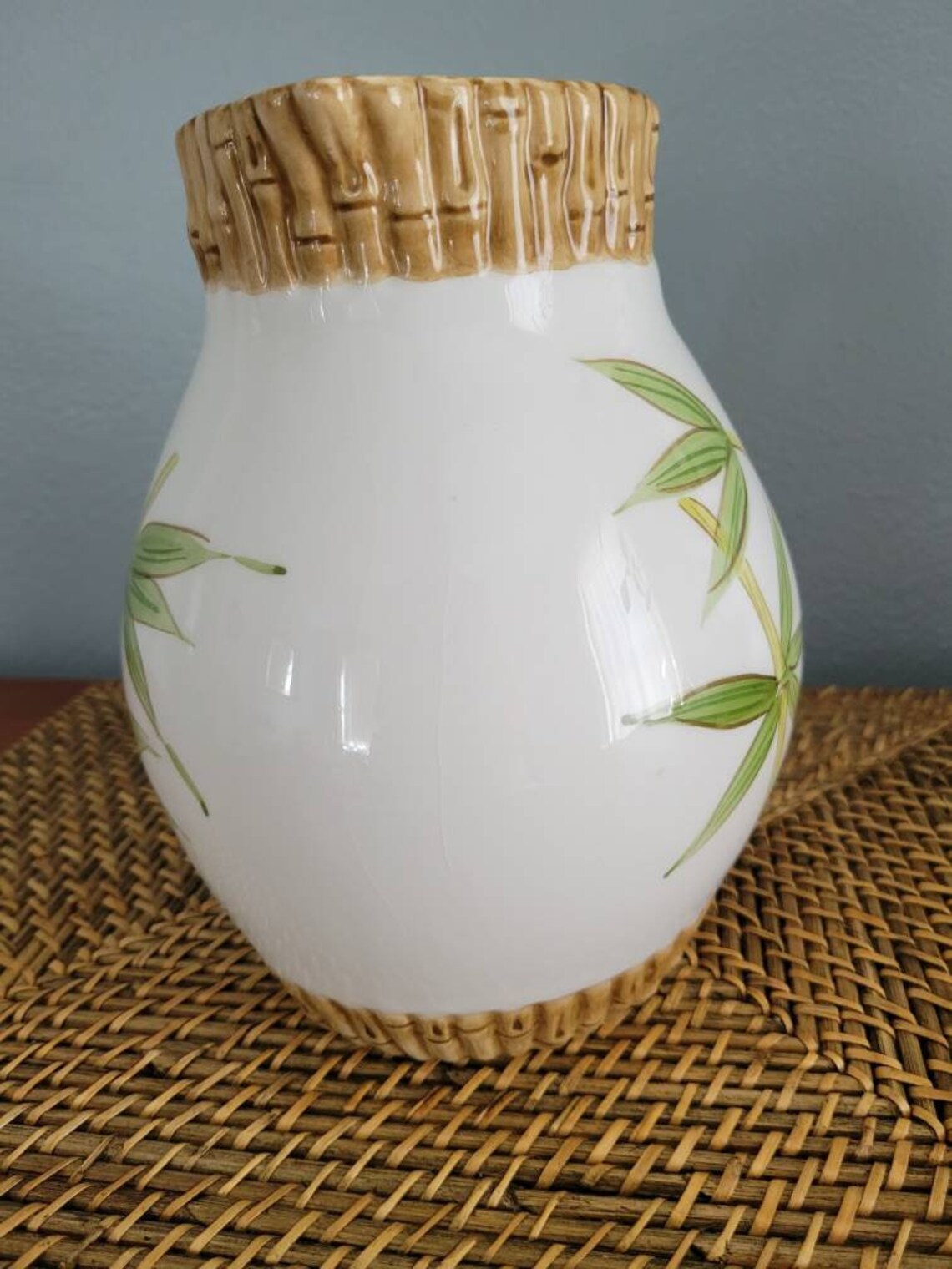 Vintage 1990s Bamboo Design Ceramic Pitcher, Asian Decor - Etsy