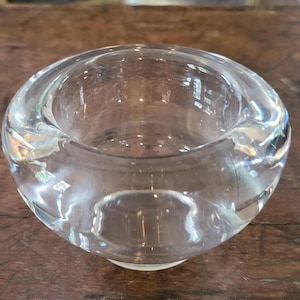 Vintage Orrefors Thick Crystal Bowl or Votive Modern Art Glass from Sweden