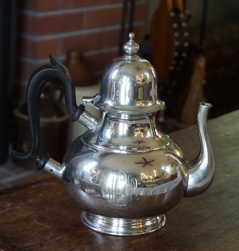 Vintage Kirk Stieff Old Annapolis Pewter Teapot Monogrammed Etsy