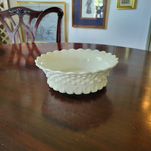 Vintage Fenton Hobnail Bowl Milk Glass Mid Century West Virginia Glass