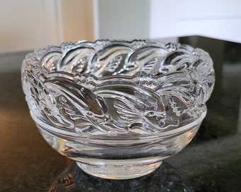 Vintage Tiffany and Co. Tazón de delfines de cristal
