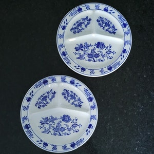 Antique Flow Blue Chinoiserie Blue and White Plates Blue Onion Grill Plates Made in Germany Blue and White Grill Plates AS FOUND