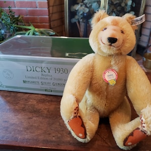 Vintage Steiff Dicky Bear - 1985 Steiff Dicky Bear - Steiff Mohair Bear - 1930s Replica Steiff Bear - West Germany