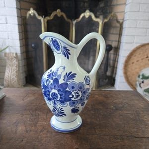 Vintage Delft Pitcher Vase Ewer Shaped Vase