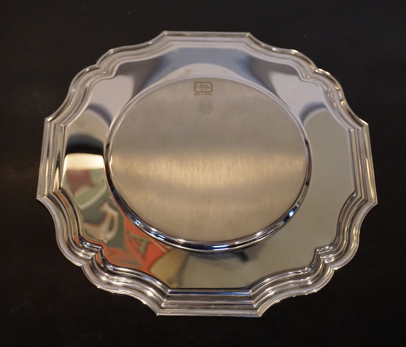 made in France Vintage Jean Couzon Orfevre Stainless Tray or Charger nearly 12 inch diameter